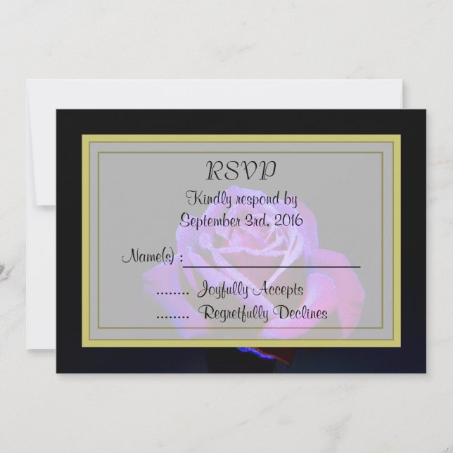 Invitación Rosa morado en negro RSVP (Anverso)