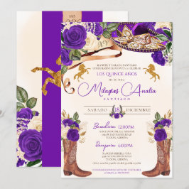 Invitación Rosa morado real Mariachi elegante Charro occident