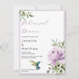 Invitación Rosa morado y Hummingbird Cena