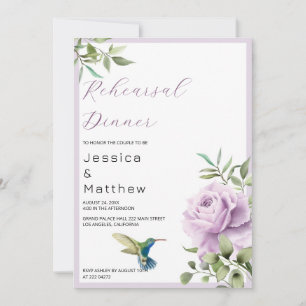 Invitación Rosa morado y Hummingbird Cena