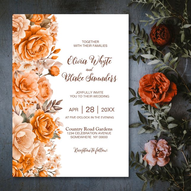 Invitación Rosa naranja Boda Floral (Subido por el creador)