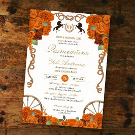 Invitación Rosa naranja del Oeste de Quinceañera