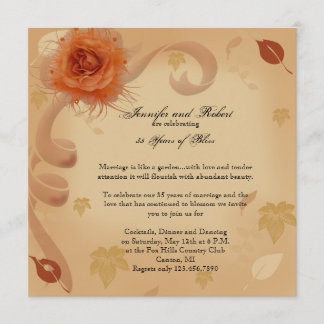 Invitación Rosa Naranja en el Aniversario de Otoño
