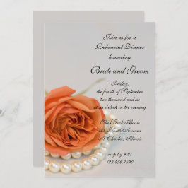 Invitación Rosa naranja Perlas Blancas Boda Ensayo Cena