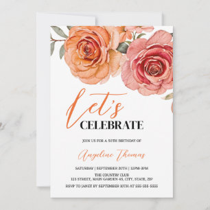 Invitación Rosa  Naranja Rojo