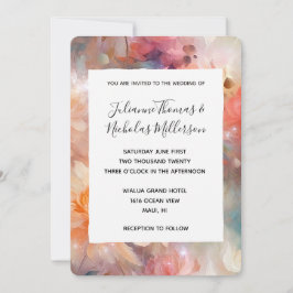 Invitación Rosa Naranja Rubor Peach Boda Floral