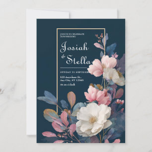 Invitación Rosa Naval Anemone Floral Blanca Rosa Pink Moody B