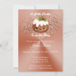 Invitación Rosa Navidades de oro Cookie Baby Shower