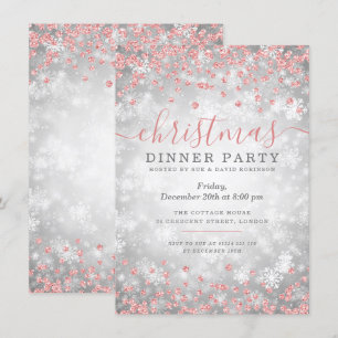 Invitación Rosa Navidades de oro y plata Purpurina Winder Won