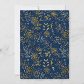 Invitación Rosa Navy & Gold – Patrón Botánico Perfecto