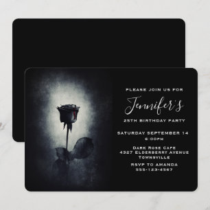 Invitación Rosa Negra Gótica que Gotea Sangre Cumpleaños Grun