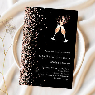 Invitación Rosa negro celebra cumpleaños de lujo