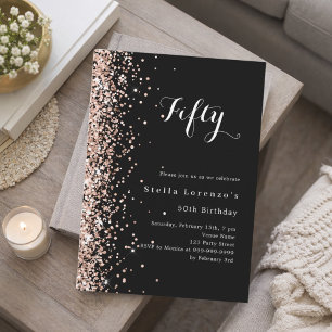 Invitación Rosa negro de oro de lujo