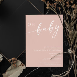 Invitación Rosa negro moderno simple Oh niña bebé ducha