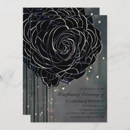 Invitación Rosa negro Moody Gothic Elegant Handfaying