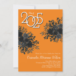 Invitación Rosa negro Naranja del partido gótico de graduació