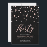 Invitación Rosa negro oro simple treinta y un Fiesta de cumpl<br><div class="desc">Celebra tu día especial con esta mínima invitación de cumpleaños número 30. Este diseño cuenta con un elegante guión de letras "Thirty" (Treinta) con confeti en forma de hexágono con una combinación de color oro negro y rosa. Hay más diseños disponibles en mi tienda BaraBomDesign.</div>