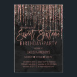 Invitación Rosa negro Purpurina de oro Pearl Marble Sweet 16<br><div class="desc">Esta glamorosa y lujosa invitación a la fiesta de cumpleaños Sweet 16 es el diseño perfecto para su evento especial de chica adolescente. Cuenta con una cortina purpurina dorada, en rosa llamativo, falsa y tipografía purpurina sobre un elegante fondo de mármol de perlas negras. Es un diseño elegante, moda, moderno...</div>
