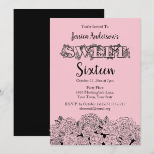 Invitación Rosa negro rosa boutique parisino Dieciséis
