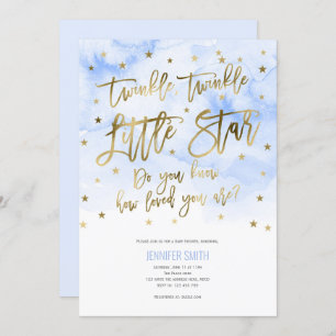 Invitación Rosa, Niña Bebé, Pequeñas estrellas de Twinkle, Ba