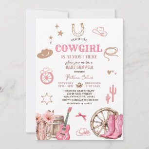 Invitación Rosa Nuestra Niñita Lejana Baby Shower Occidental