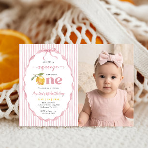 Invitación Rosa Nuestro Limón de Primer Cumpleaños Foto
