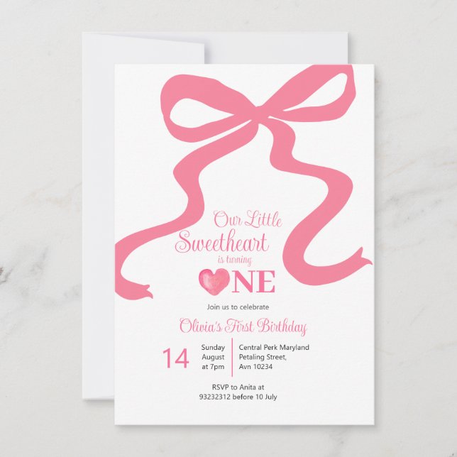 Invitación Rosa, Nuestro Querido Se Vuelve Uno (Anverso)