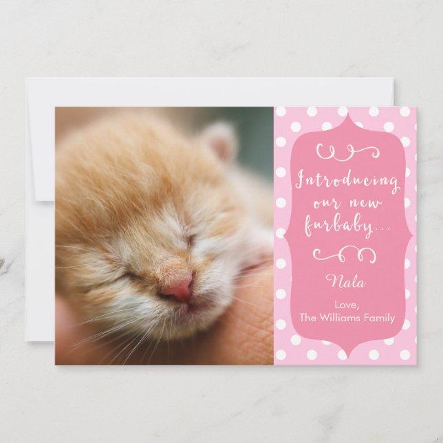 Invitación rosa nueva de Furbaby (Anverso)