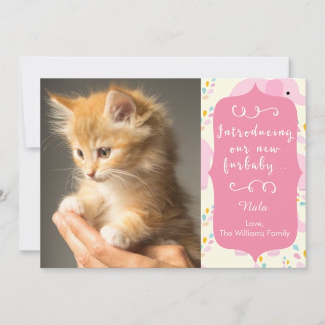 Invitación rosa nueva de Furbaby (Anverso)