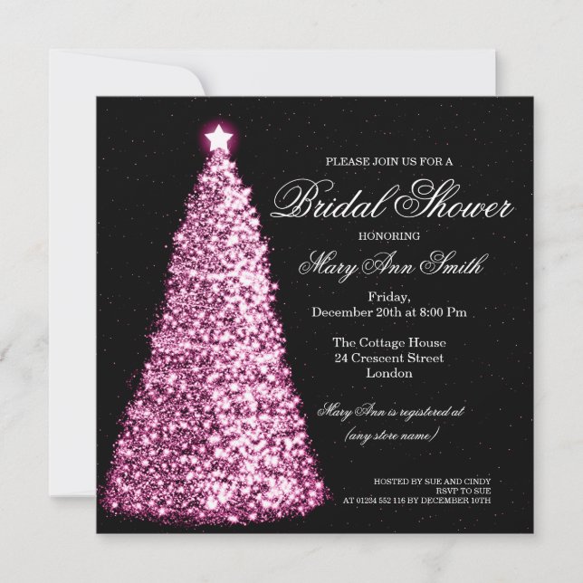 Invitación Rosa nupcial de la ducha del navidad elegante (Anverso)