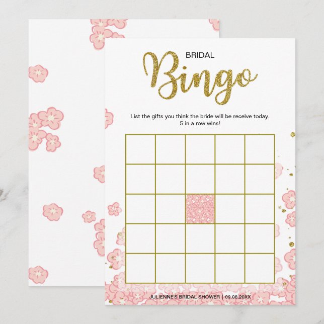 Invitación Rosa nupcial del bingo el | de la ducha y (Anverso / Reverso)