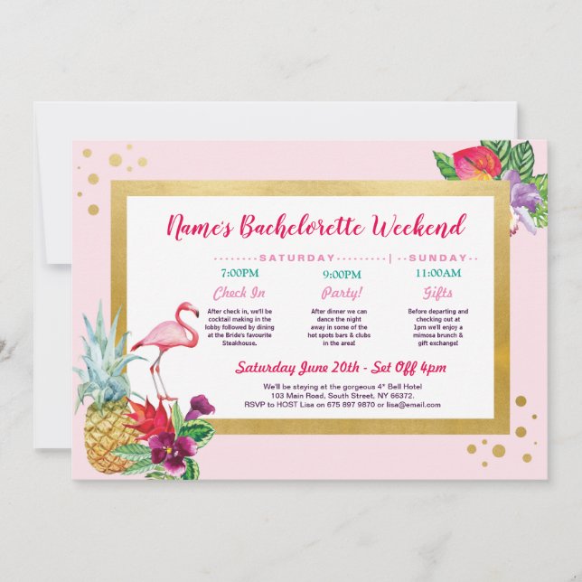 Invitación Rosa nupcial itinerario de la ducha de (Anverso)