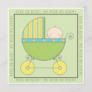 Invitación ¿Rosa o Azul? Bebé en Baby Shower neutro de transp
