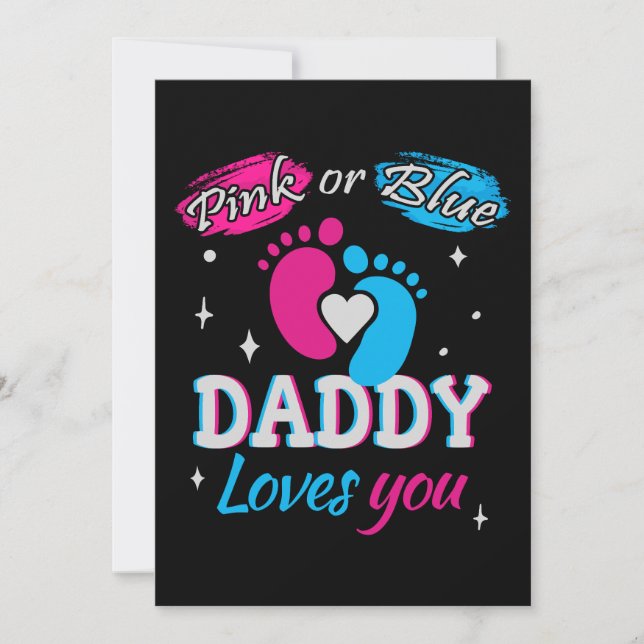 Invitación Rosa o azul, papá te ama (Anverso)