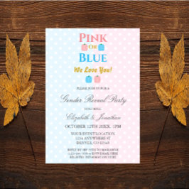 Invitación Rosa O Azul, ¡Te Amamos! Revelación de género