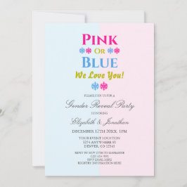 Invitación Rosa O Azul Te Amamos Revelación De Género De Snow