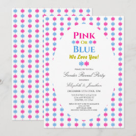 Invitación Rosa O Azul Te Amamos Revelación De Género De Snow