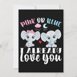 Invitación Rosa o Azul Ya Te Amo Revelación del Sexo del Bebé