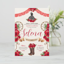 Rosa occidental del Charro Rojo Quinceanera Papel