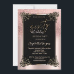 Invitación Rosa Ombre Purpurina Ombre Frontera 60 cumpleaños<br><div class="desc">Elegante purpurina rosa de oro oscuro en un fondo de oro rosa.</div>