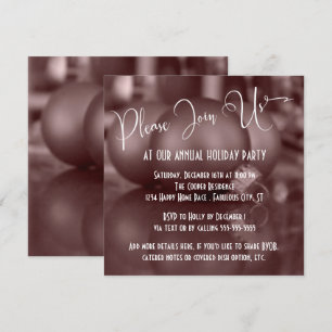 Invitación Rosa Ornamentos de Bolas de Oro Foto, Fiesta de Va