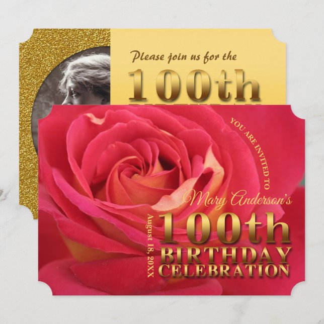 Invitación Rosa Oro 1000 Celebración de Cumpleaños agregar Fo (Anverso / Reverso)