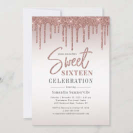 Invitación Rosa Oro 16 Fiesta de guión de cumpleaños