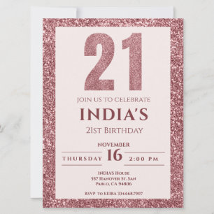 Invitación Rosa Oro 21 fiesta de cumpleaños