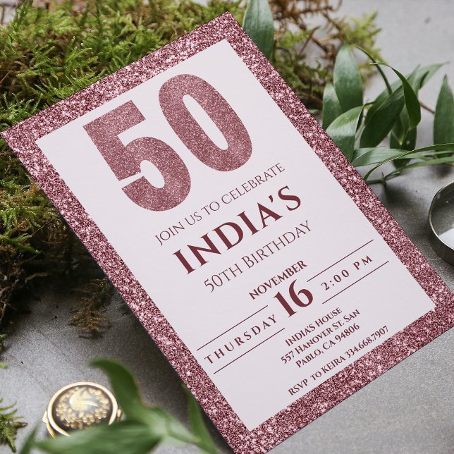 Invitación Rosa Oro 50 cumpleaños (Subido por el creador)