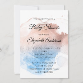 Invitación Rosa Oro Azul Esplash Bebé Niña
