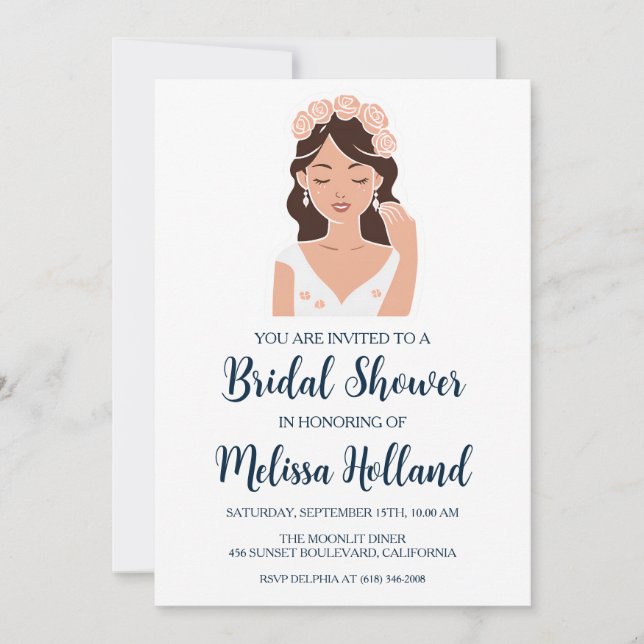 Invitación rosa oro botánico moderno ducha de novia (Anverso)