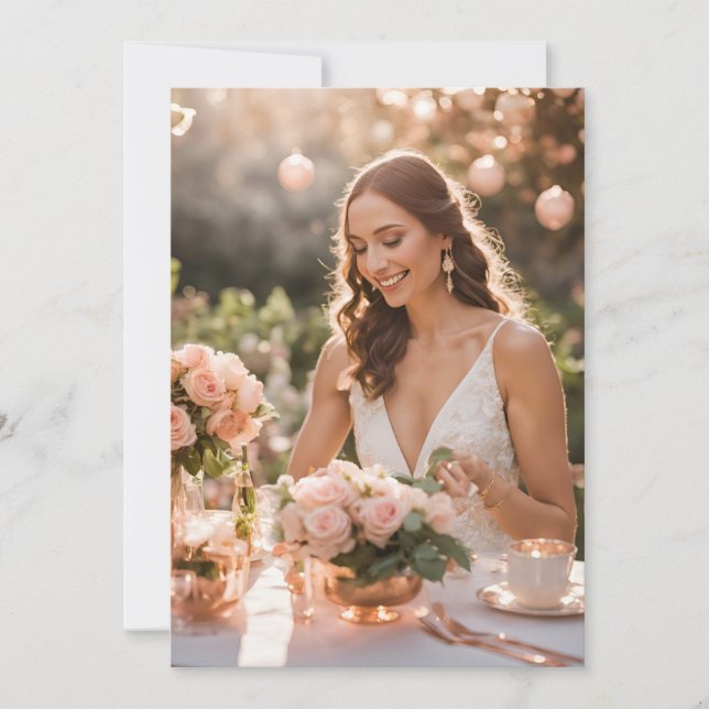 Invitación rosa oro botánico moderno ducha de novia (Anverso)