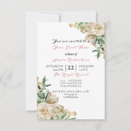 Invitación Rosa Oro Champán Floral Cumpleaños Nupcial