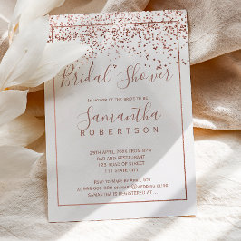 Invitación Rosa oro confetti blanco guión de novia ducha de n